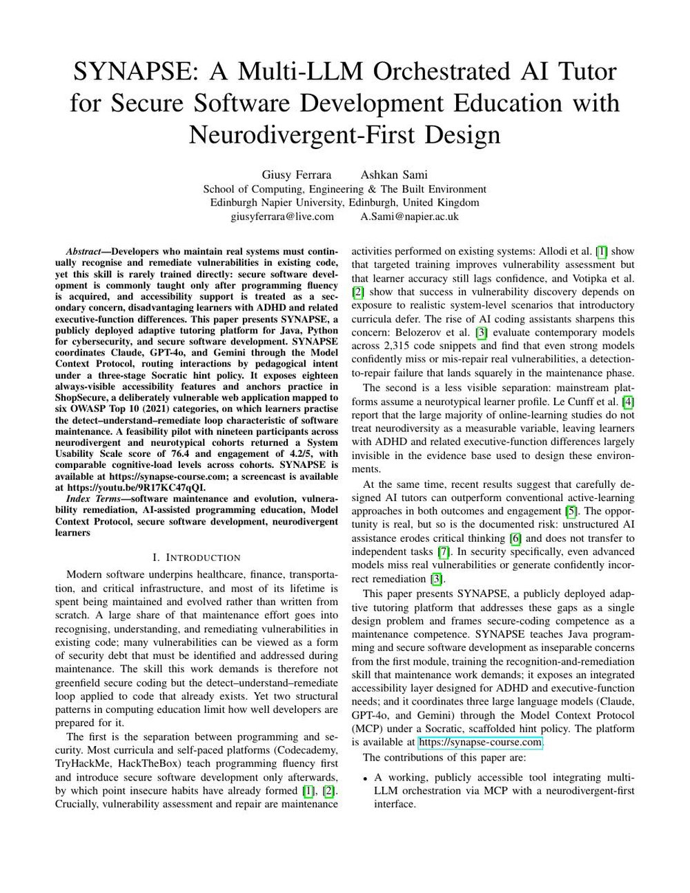 SYNAPSE research paper